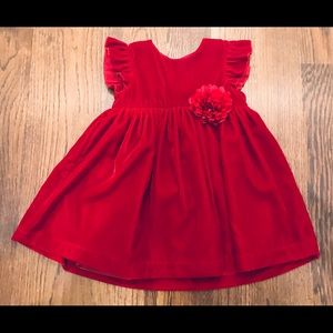 Baby Girl Red Velour Dress (Size 12 Months)